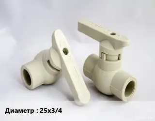 Кран ПП-полипропилен D=25х3/4 PP шаровый, угловой